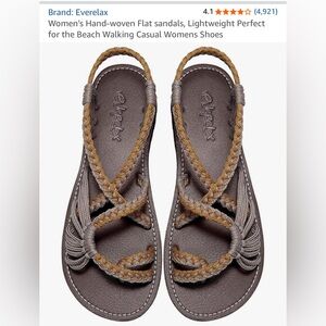 Everelax Womens Braided Strap Sandals — Orange/Gray - size 10
